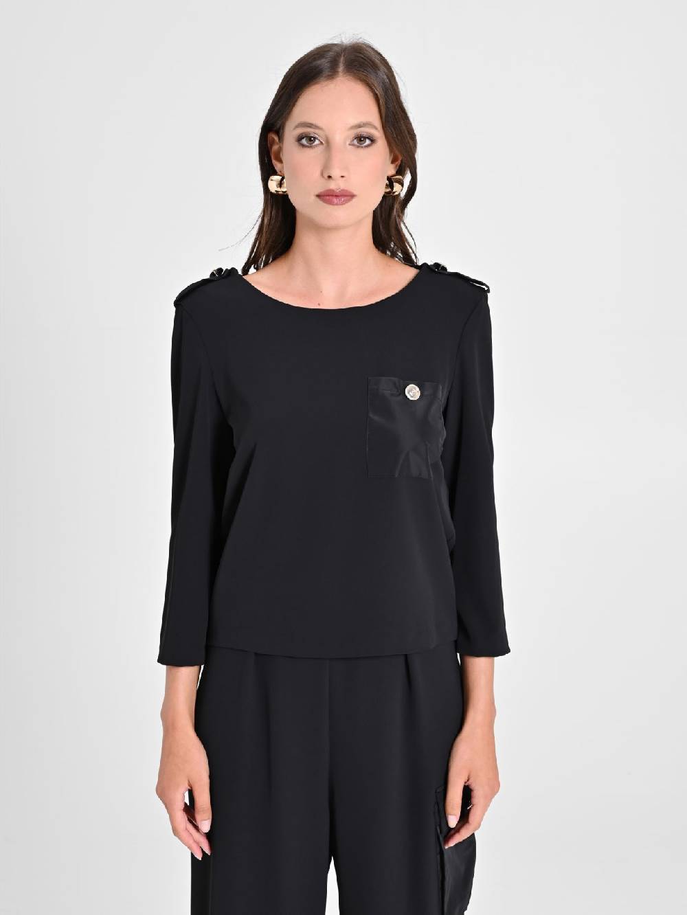 Rinascimento Blusa con Taschino in Taffetà Prezzo Ridotto