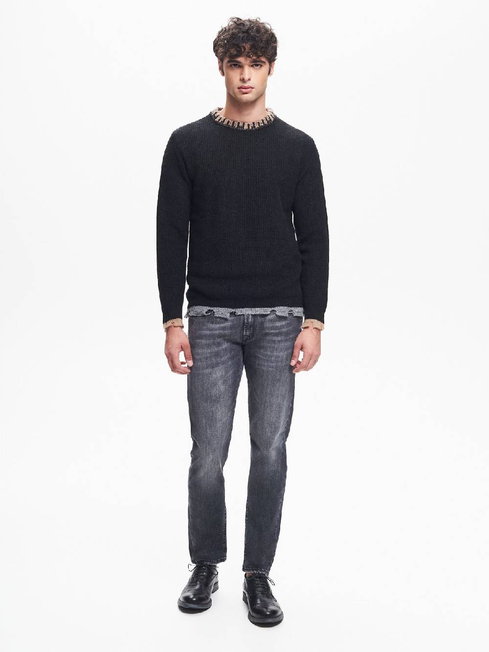 Rinascimento Maglia Girocollo Uomo Costa Inglese Nero QB24 Presa