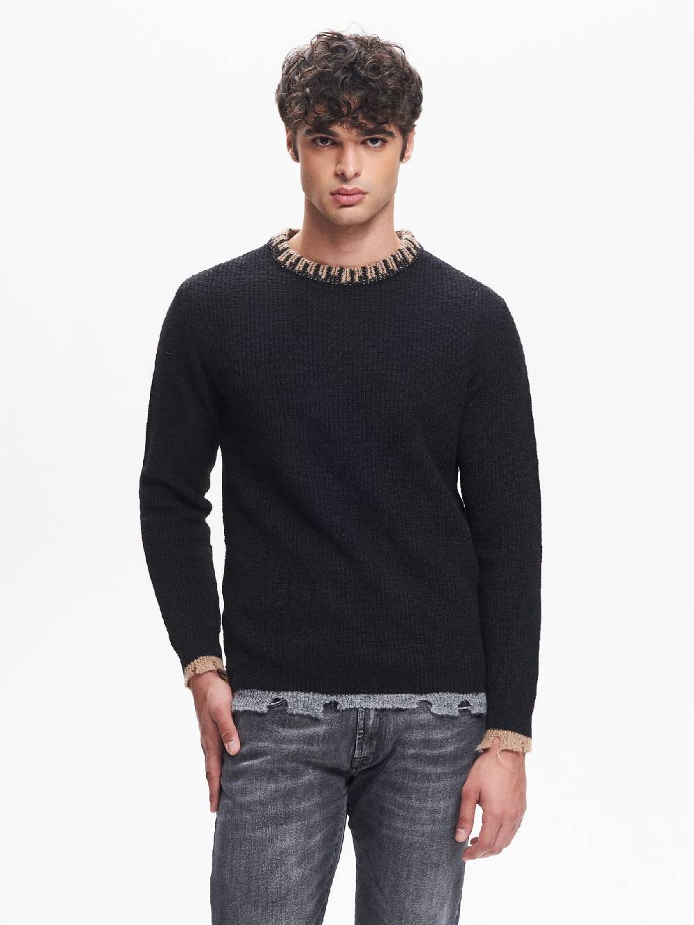 Rinascimento Maglia Girocollo Uomo Costa Inglese Nero QB24 Presa