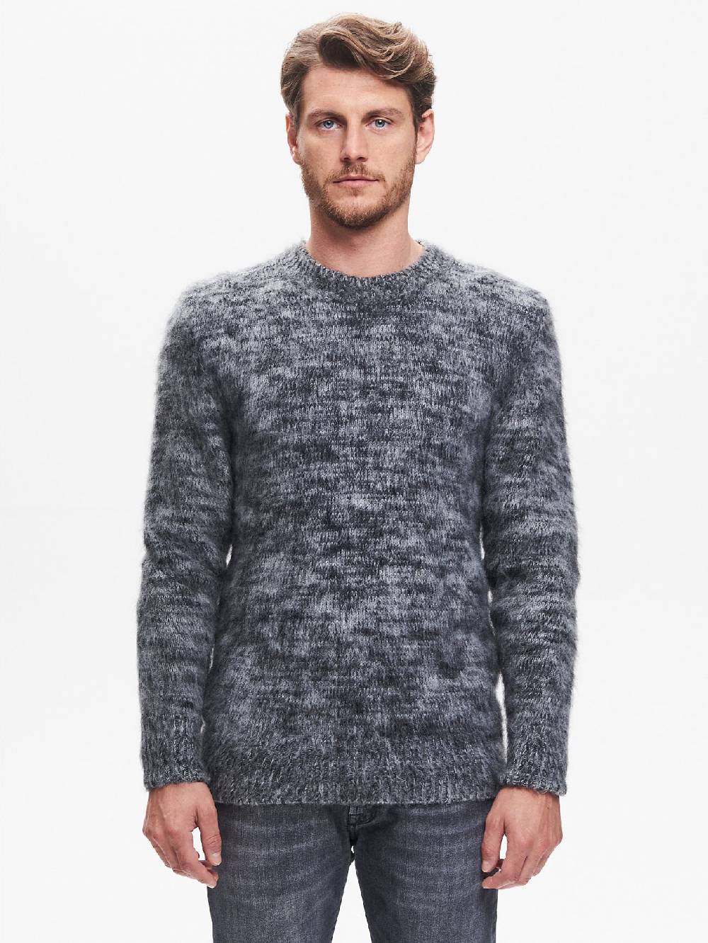 Rinascimento Maglia Girocollo Uomo Garzata Nero QB24 Outlet