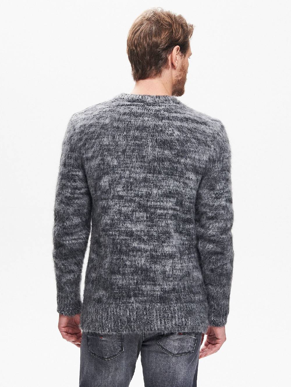 Rinascimento Maglia Girocollo Uomo Garzata Nero QB24 Outlet