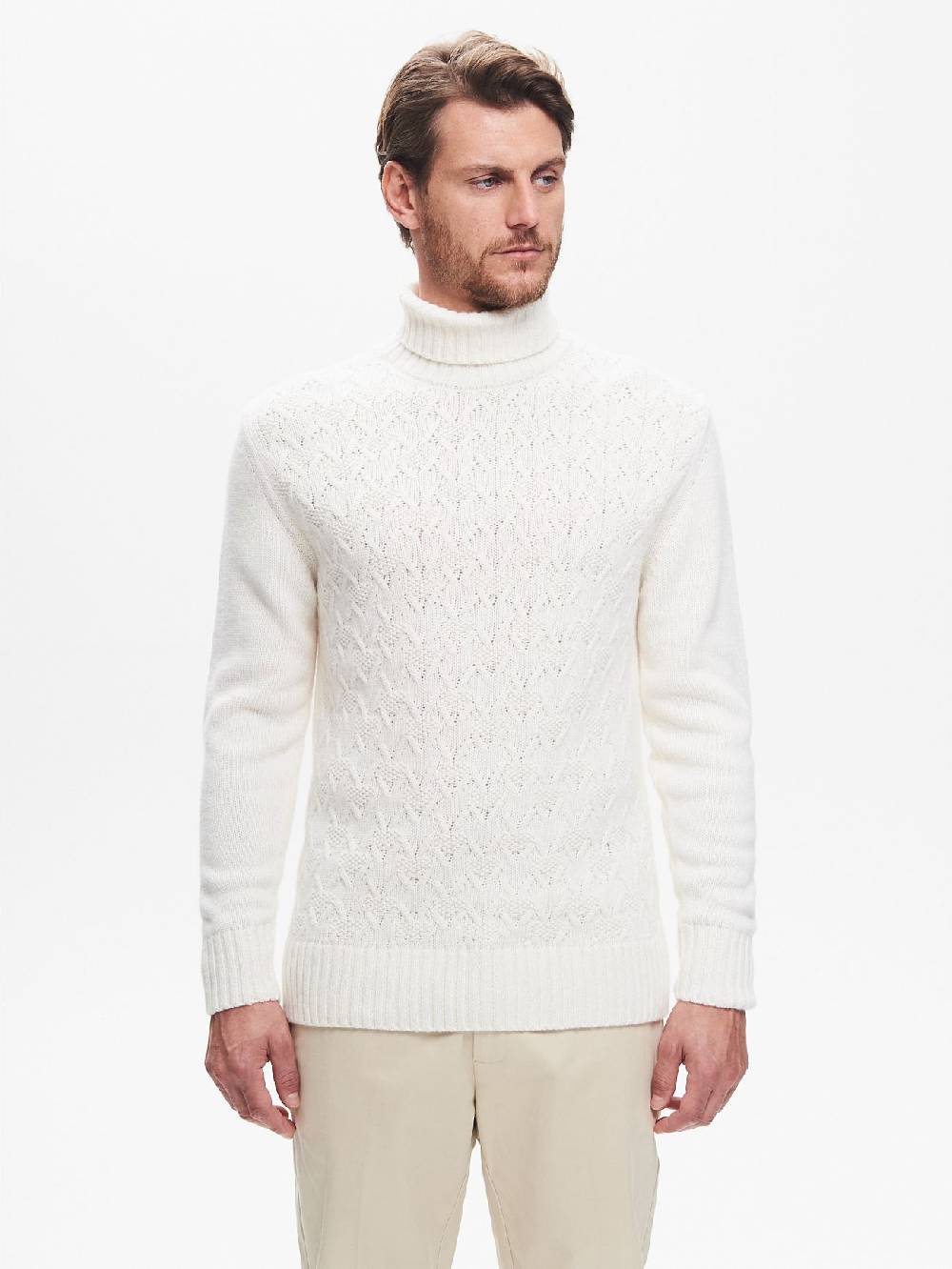 Rinascimento Maglione Dolcevita Uomo con Lavorazione QB24 Nuova