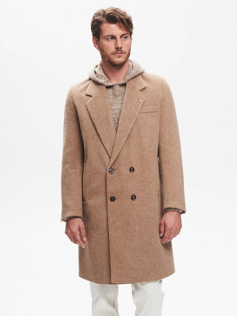 Rinascimento Cappotto Doppiopetto Uomo Over Spazzolato QB24 Moda
