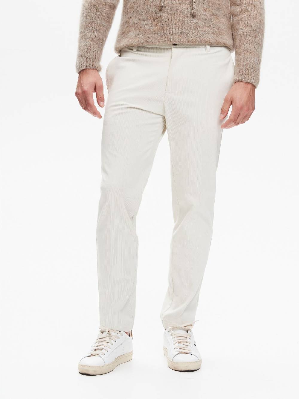 Rinascimento Pantaloni Regular-Fit Uomo Velluto Avorio QB24 Italia