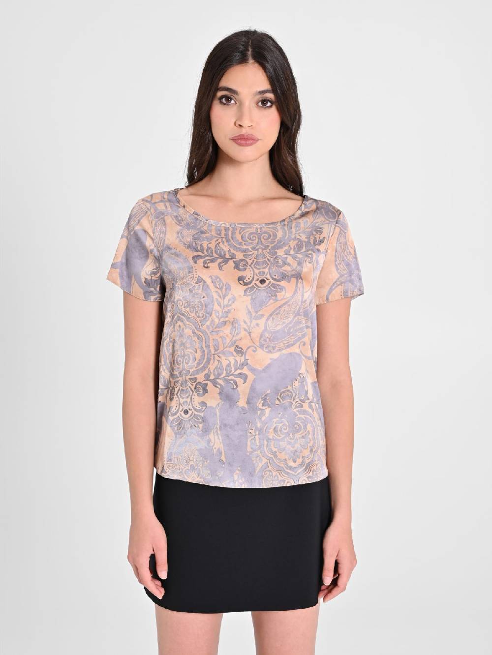 Rinascimento Blusa in Raso stampa Cachemire Convenienza