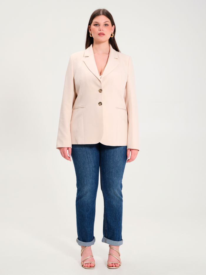 Rinascimento Giacca Curvy a Due Bottoni Beige Nuova