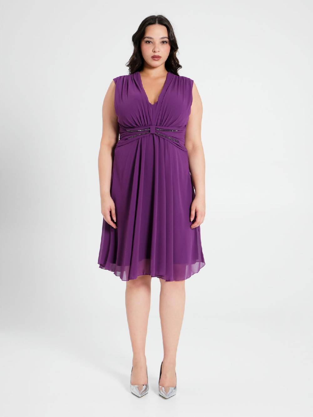 Rinascimento Abito Curvy Viola Melanzana In Linea