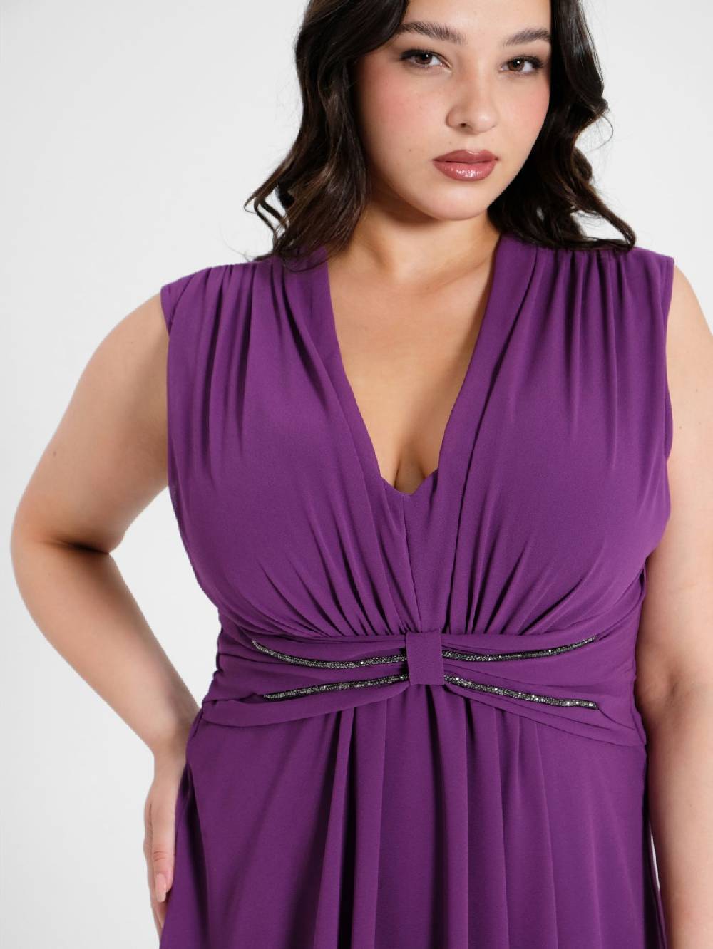 Rinascimento Abito Curvy Viola Melanzana In Linea