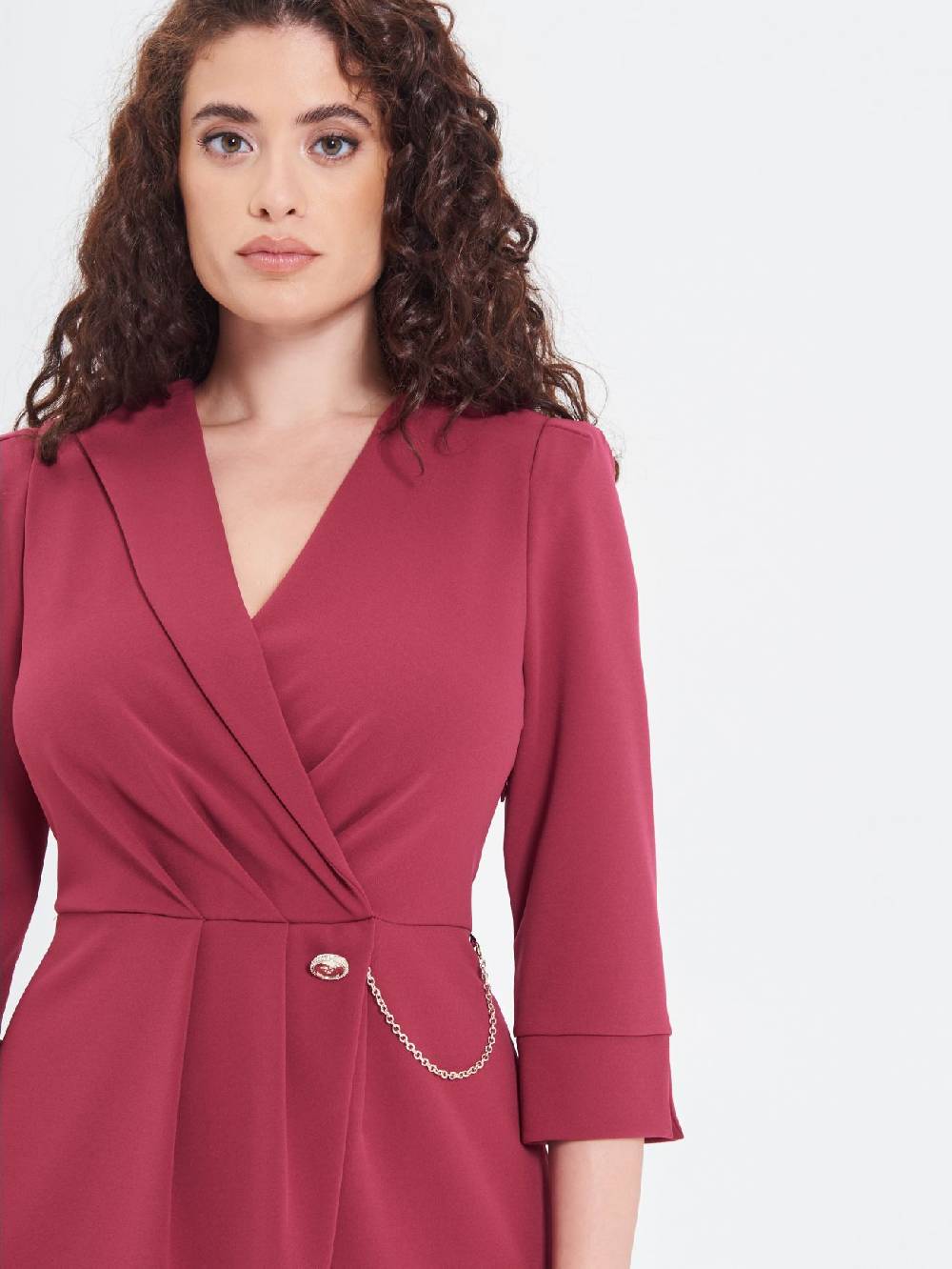 Rinascimento Abito Wrap Curvy Bordeaux Nuovo