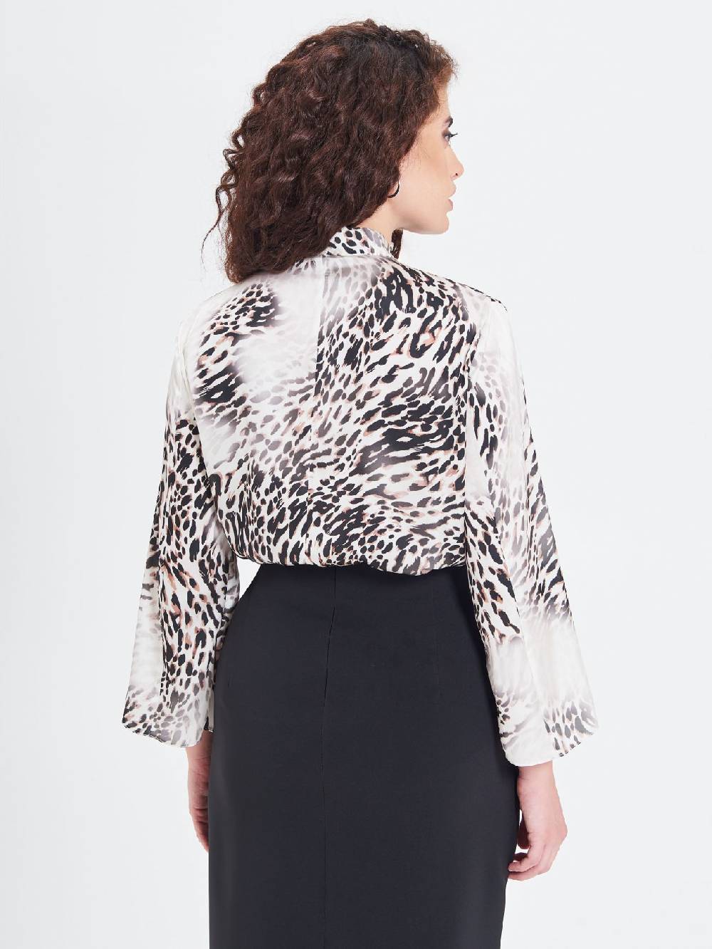 Rinascimento Blusa Curvy Animalier con Fiocco Vendita