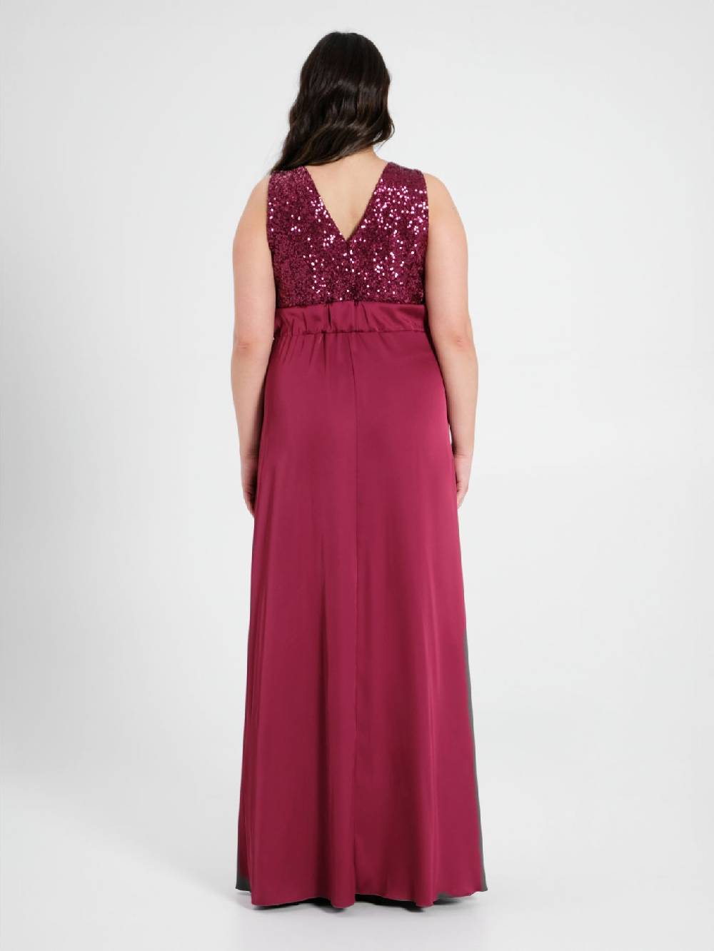 Rinascimento Abito Curvy Paillettes e Raso Consegna Veloce