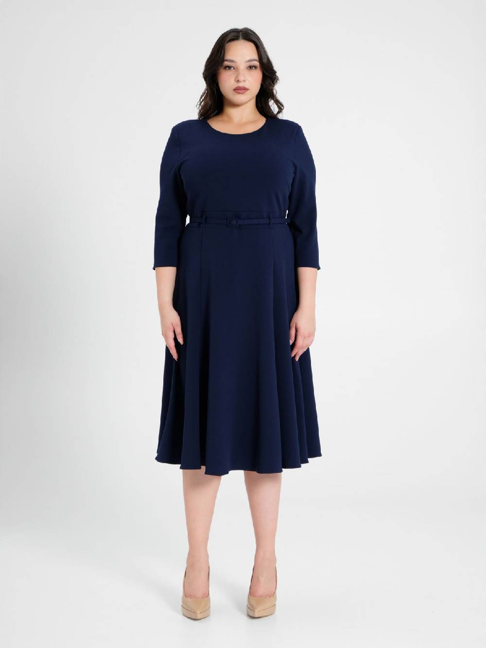 Rinascimento Abito Curvy Midi Blu Promozione Limitata