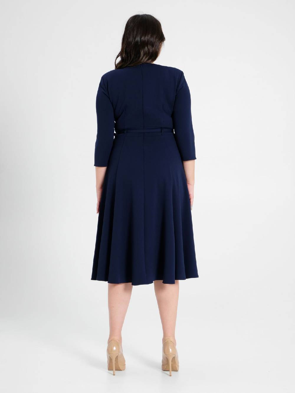 Rinascimento Abito Curvy Midi Blu Promozione Limitata