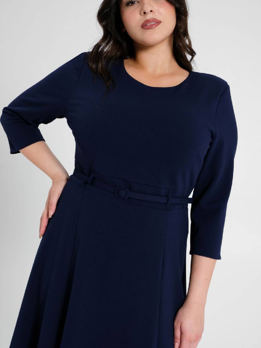 Rinascimento Abito Curvy Midi Blu Promozione Limitata
