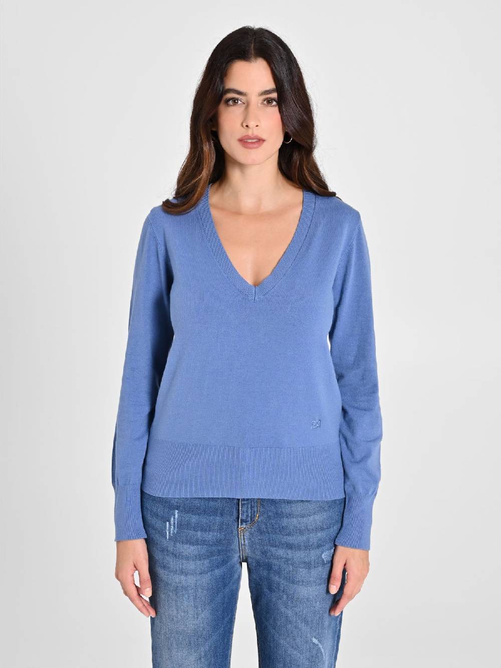 Rinascimento Maglia con Scollo a "V" Blu Avio Ecotec® Vendita Calda