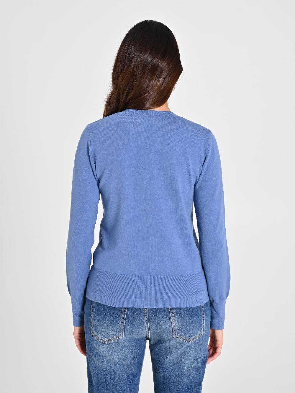 Rinascimento Maglia con Scollo a "V" Blu Avio Ecotec® Vendita Calda