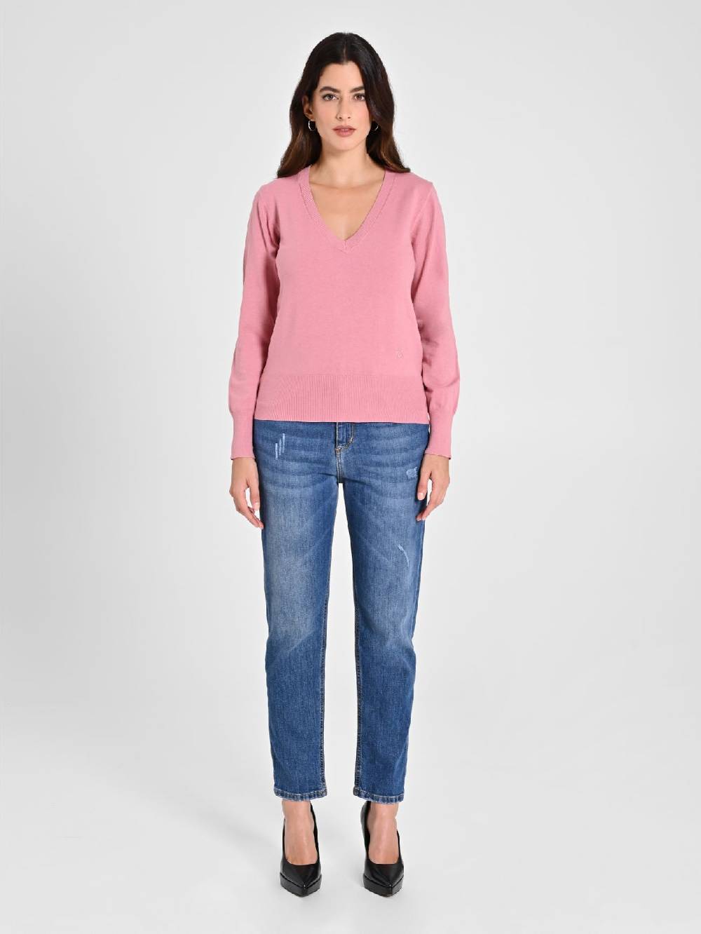 Rinascimento Maglia con Scollo a "V" Rosa Antico Ecotec® Vendita Economica