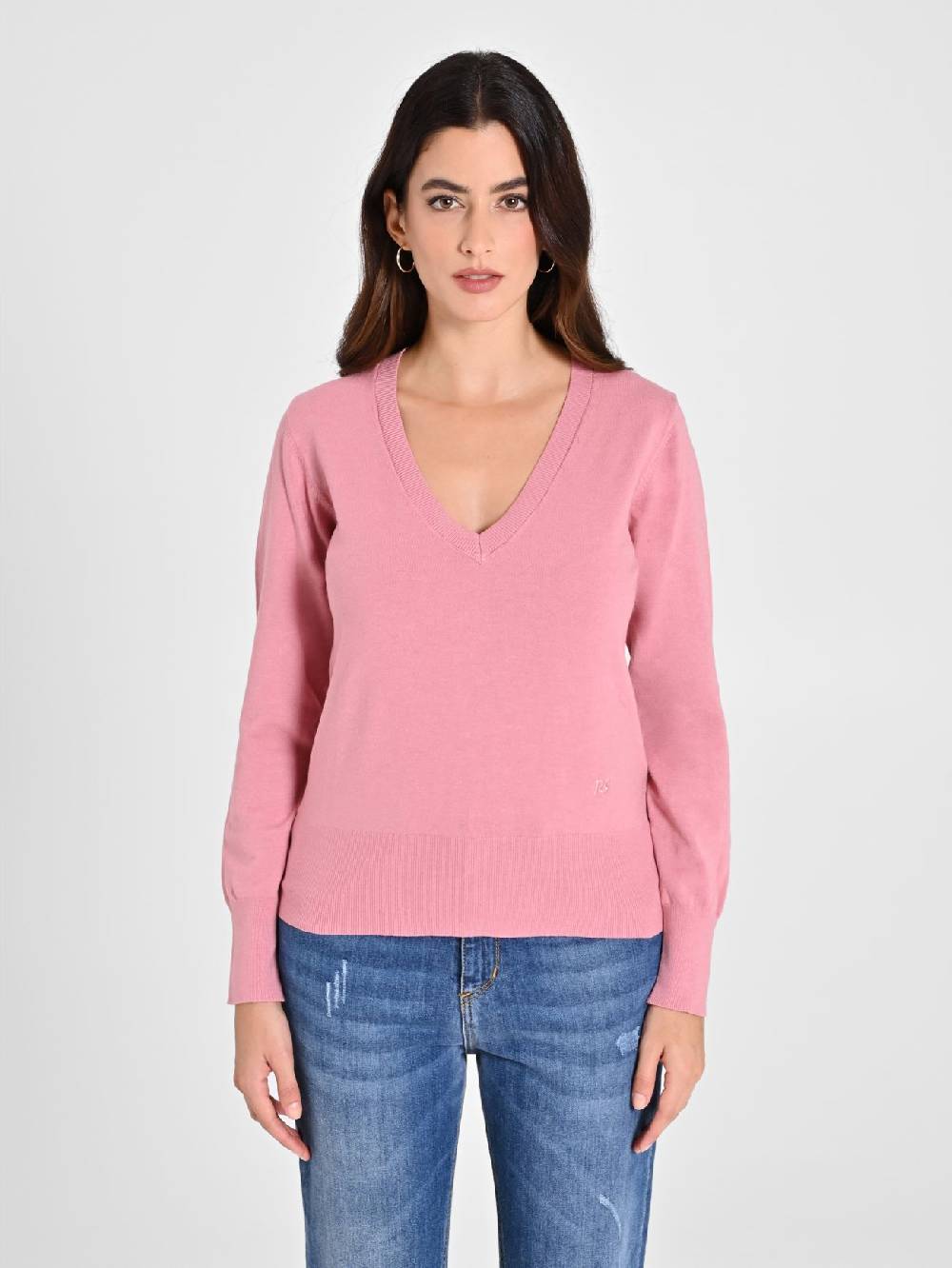 Rinascimento Maglia con Scollo a "V" Rosa Antico Ecotec® Vendita Economica