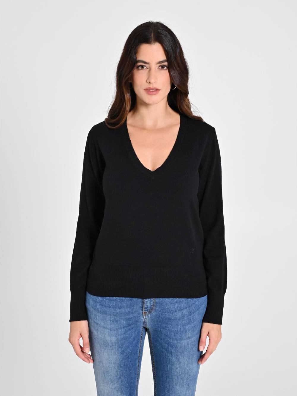 Rinascimento Maglia con Scollo a "V" Nera Ecotec® Vendite Flash