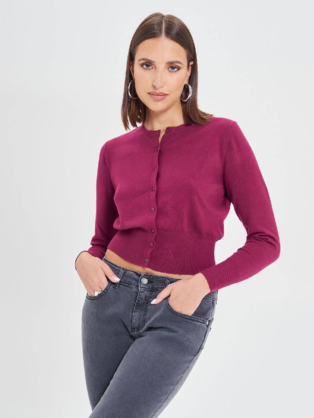 Rinascimento Cardigan Bordeaux in Maglia Eco Vero® Negozio