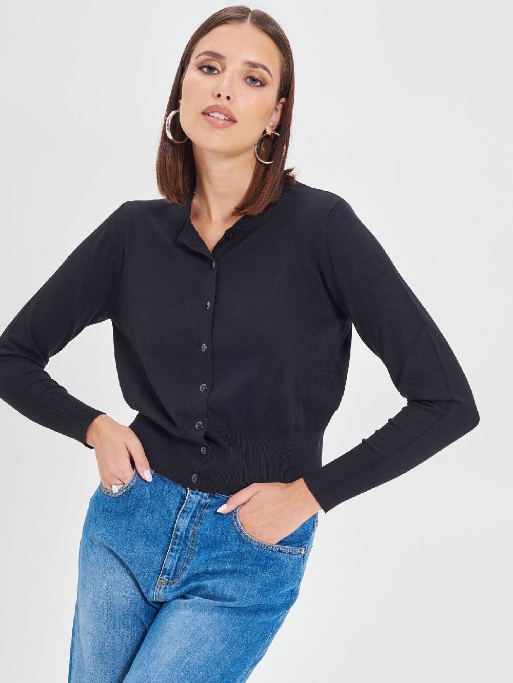 Rinascimento Cardigan Nero in Maglia Eco Vero® In Saldo
