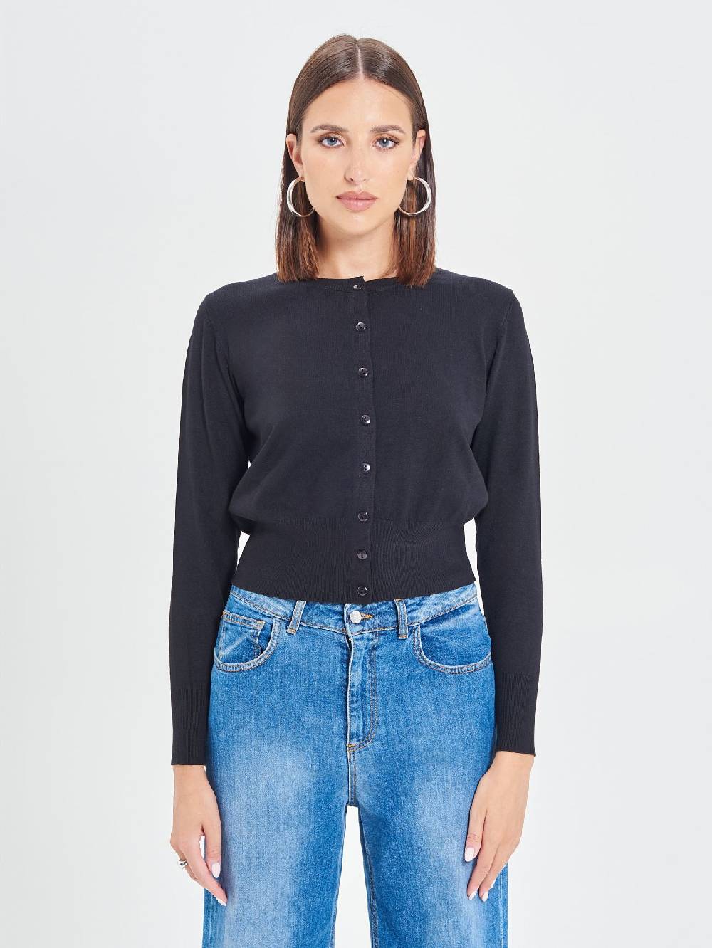 Rinascimento Cardigan Nero in Maglia Eco Vero® In Saldo