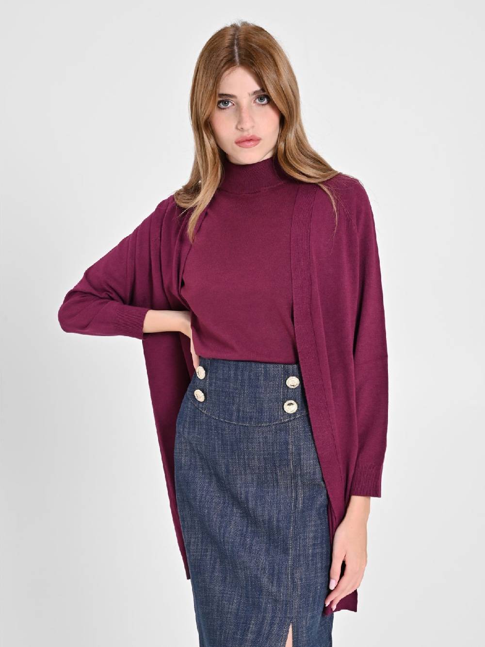 Rinascimento Cardigan Bordeaux in Maglia Nuova