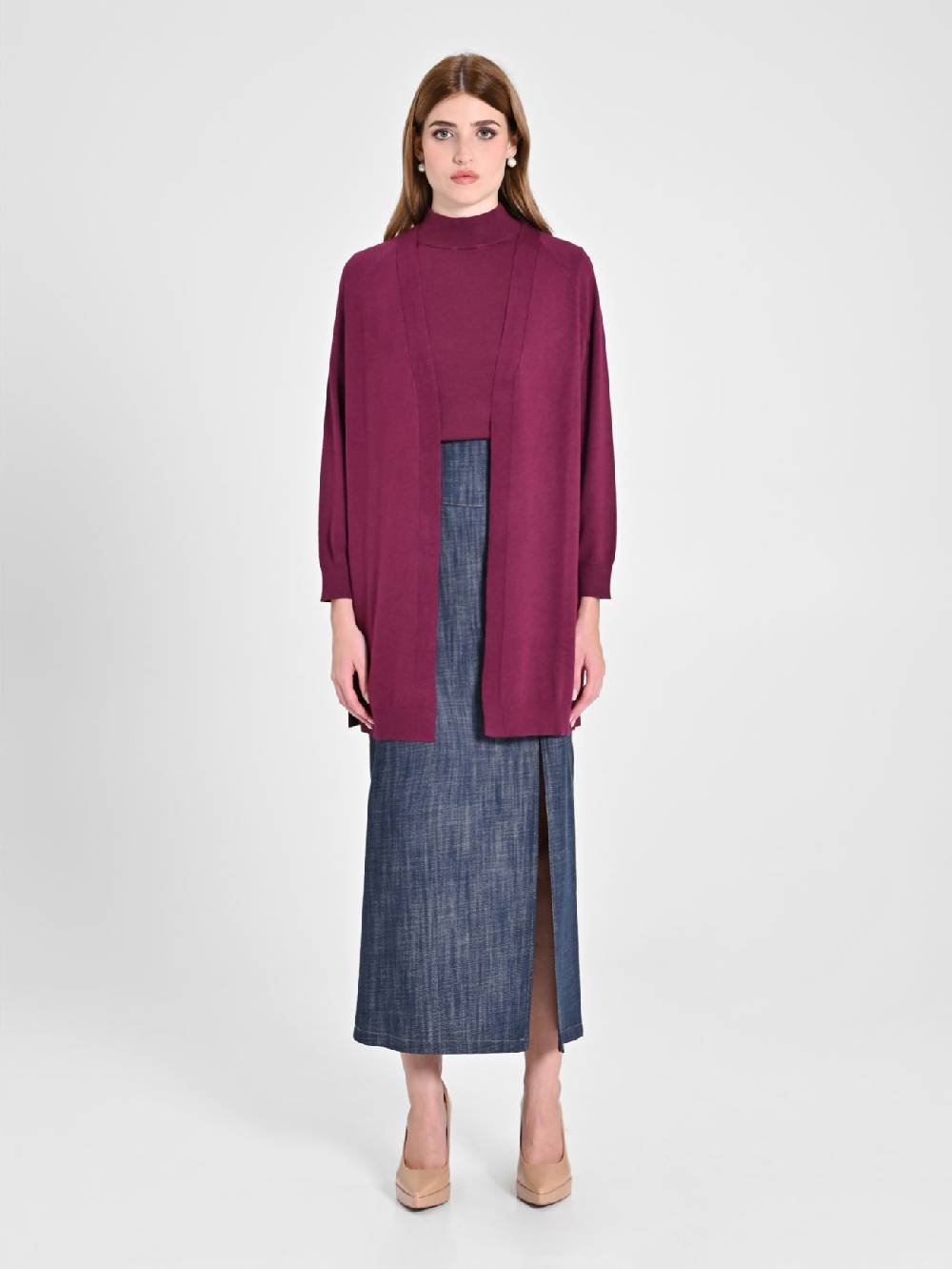 Rinascimento Cardigan Bordeaux in Maglia Nuova
