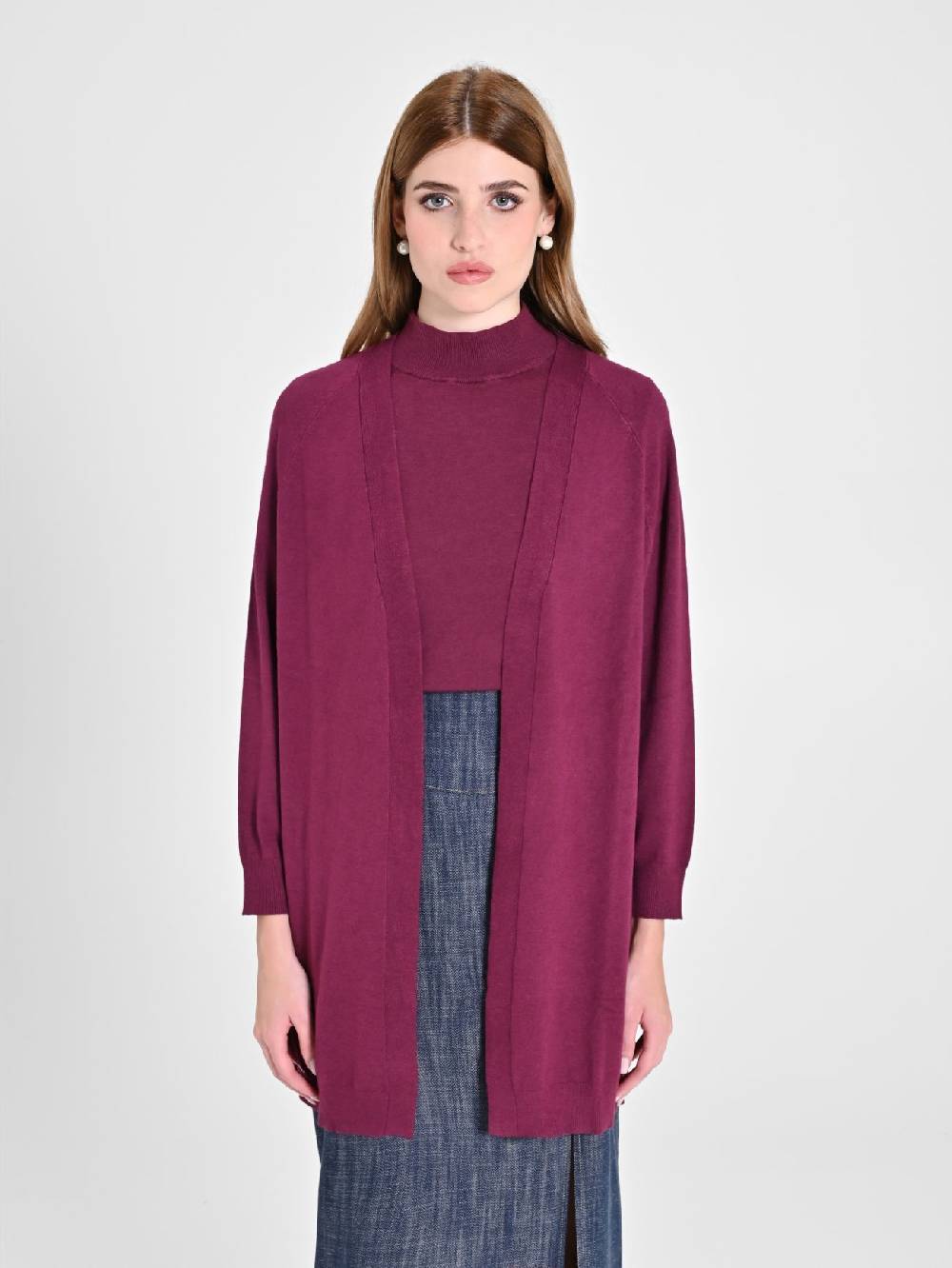 Rinascimento Cardigan Bordeaux in Maglia Nuova