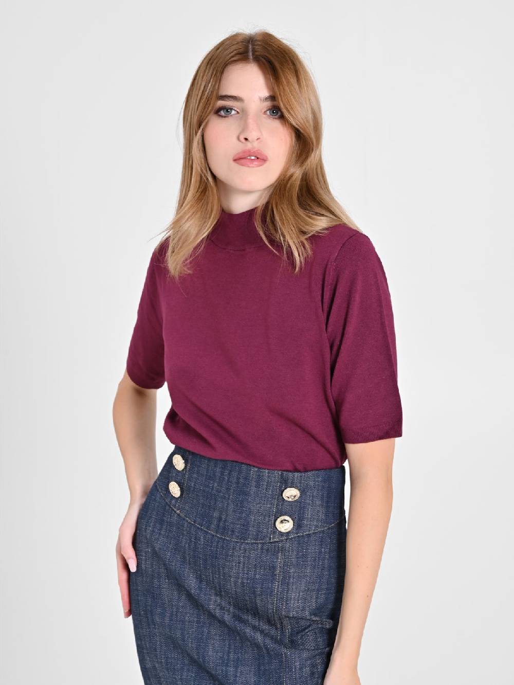 Rinascimento Lupetto Mezza Manica Bordeaux Moda