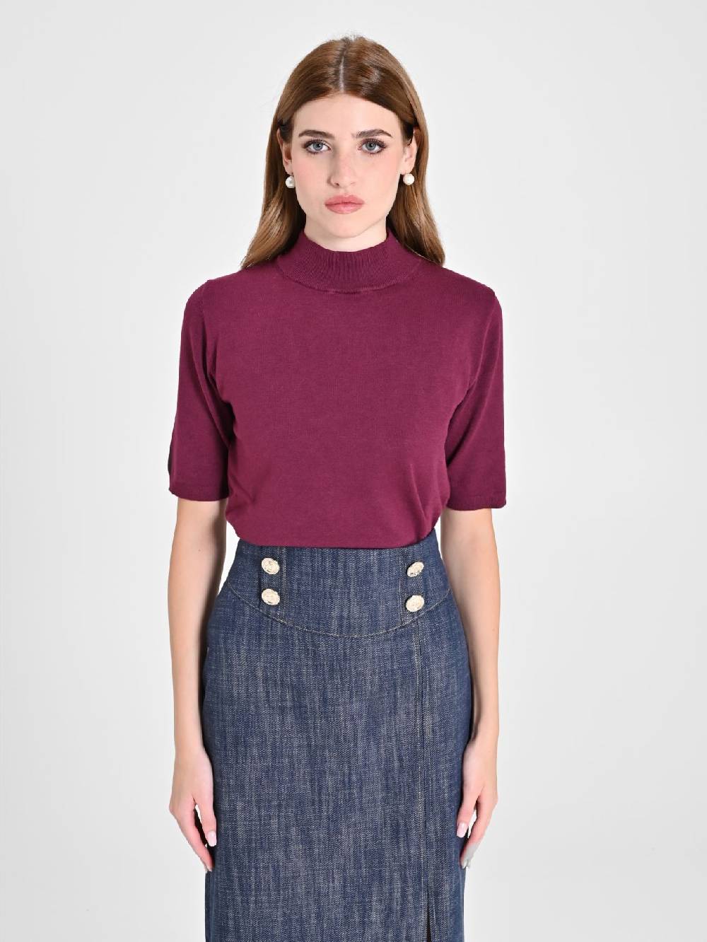 Rinascimento Lupetto Mezza Manica Bordeaux Moda