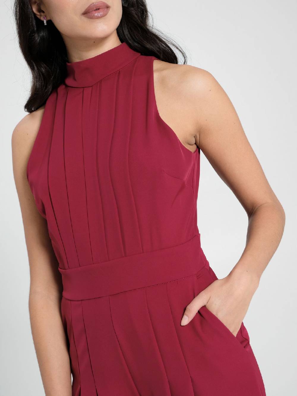 Rinascimento Tuta Pieghe Cucite Bordeaux Shopping Online