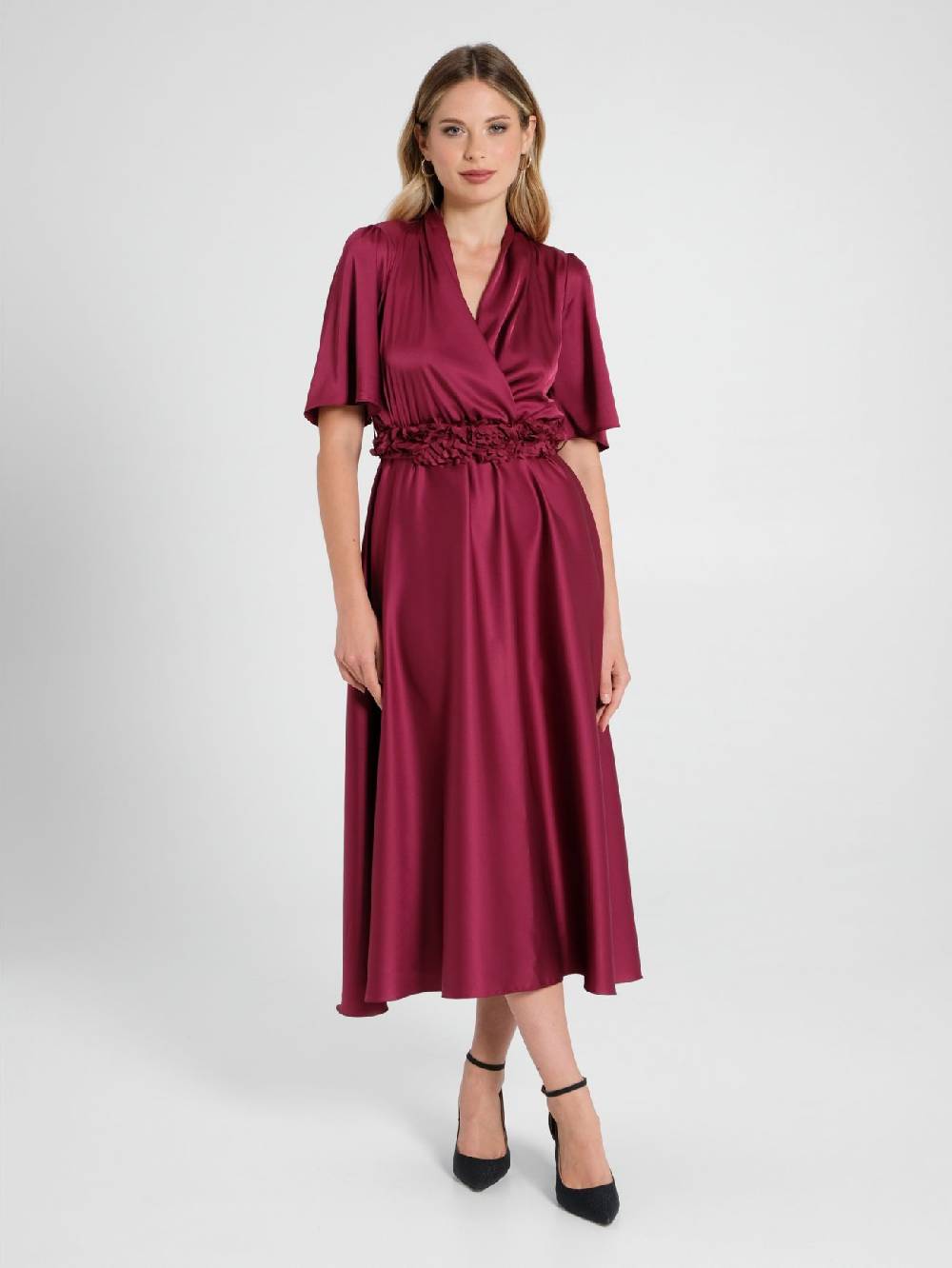 Rinascimento Abito Bordeaux con cinta Petali 50% di sconto per tempo limitato