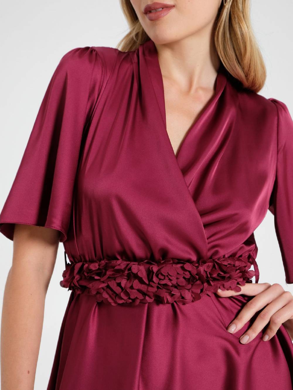 Rinascimento Abito Bordeaux con cinta Petali 50% di sconto per tempo limitato