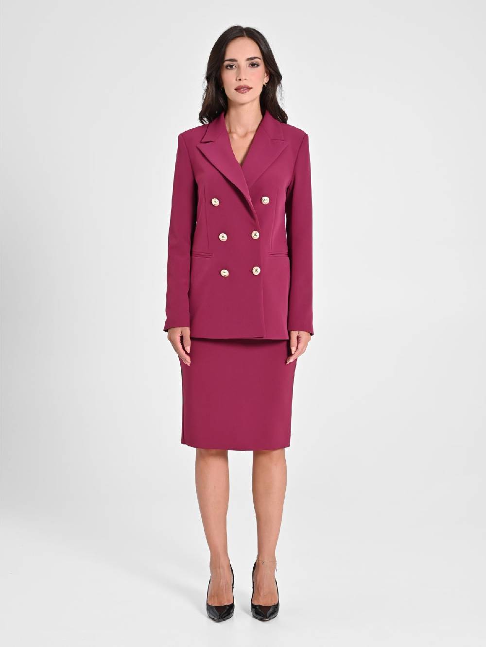 Rinascimento Giacca Doppiopetto Bordeaux Donna Offerta