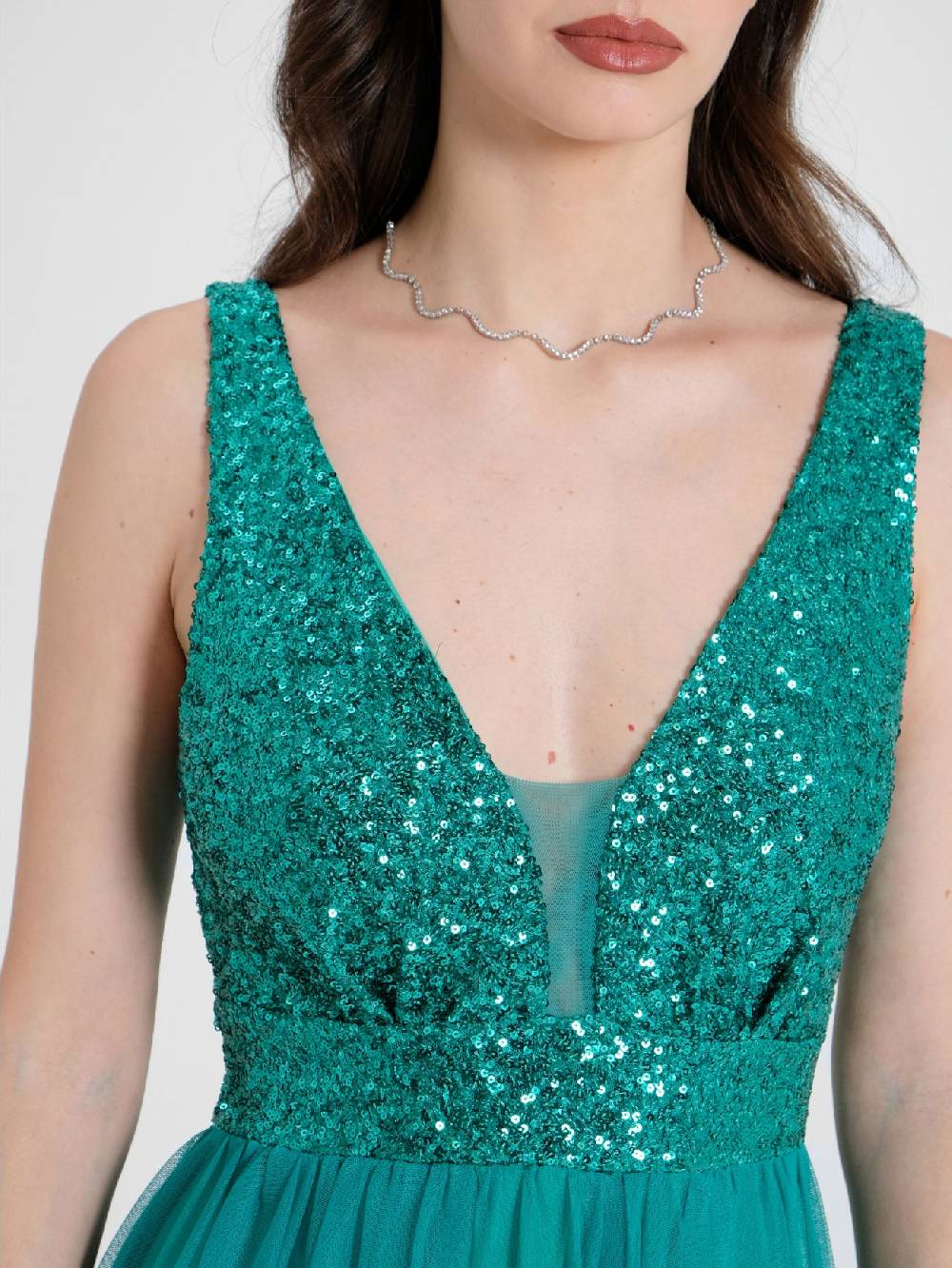 Rinascimento Abito Lungo Paillettes & Tulle Vendita Economica