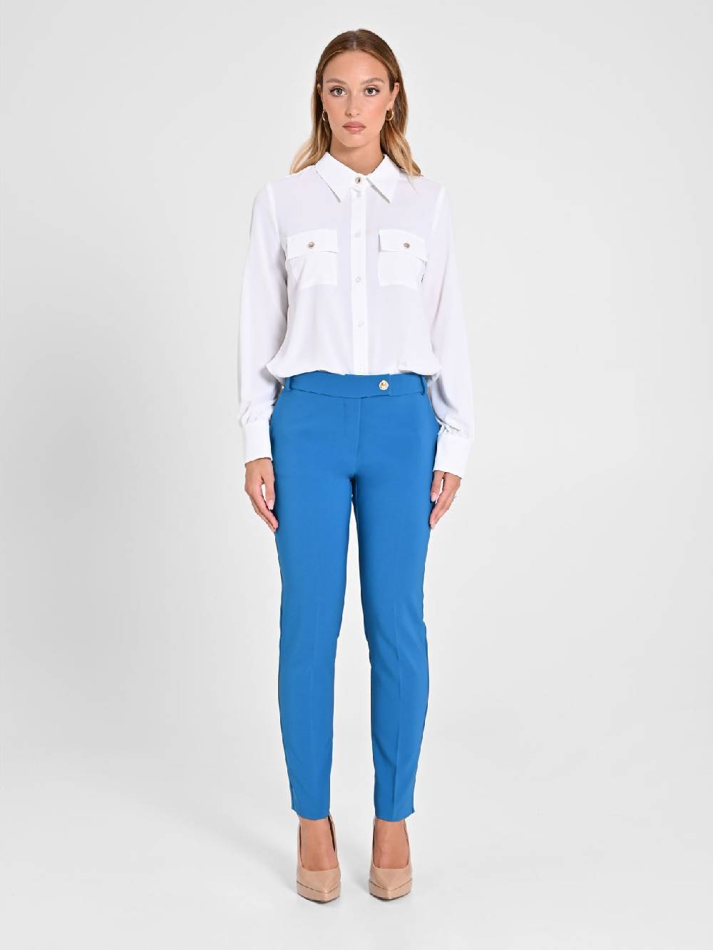 Rinascimento Pantaloni Straight in Tessuto Tecnico Blu Oceano 2025