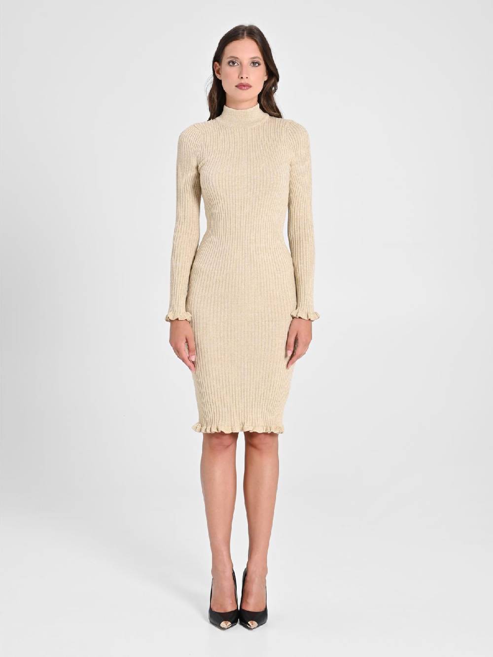 Rinascimento Abito Oro Lurex in Maglia Saldi Di Fabbrica