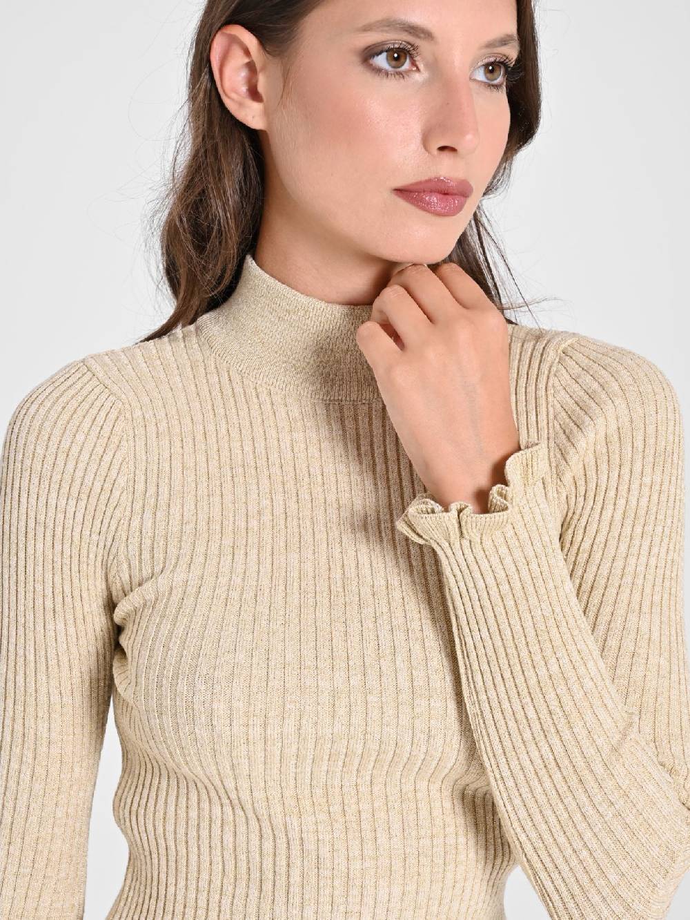 Rinascimento Abito Oro Lurex in Maglia Saldi Di Fabbrica