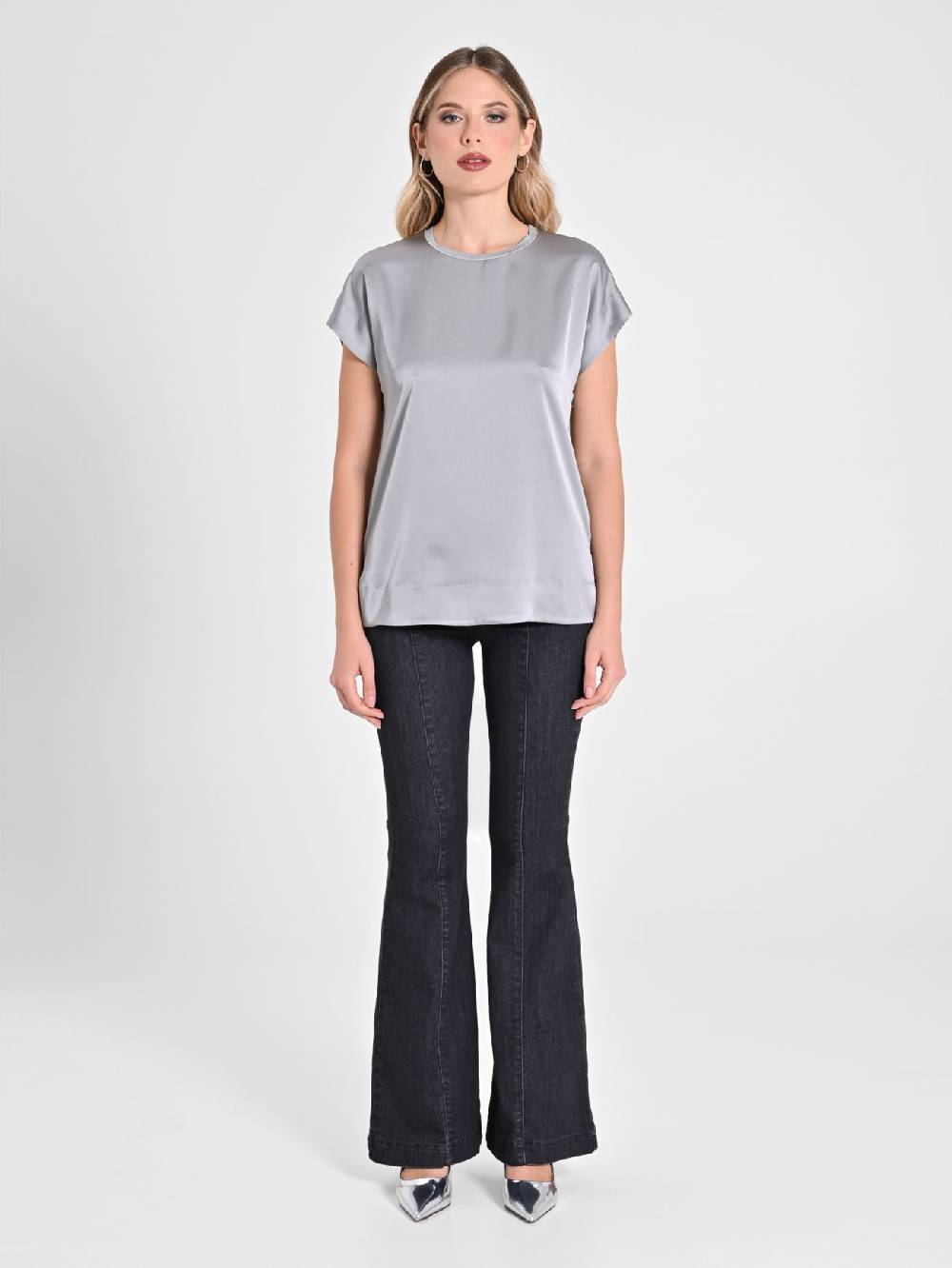 Rinascimento Blusa Envers Satin Grigia I Più Venduti