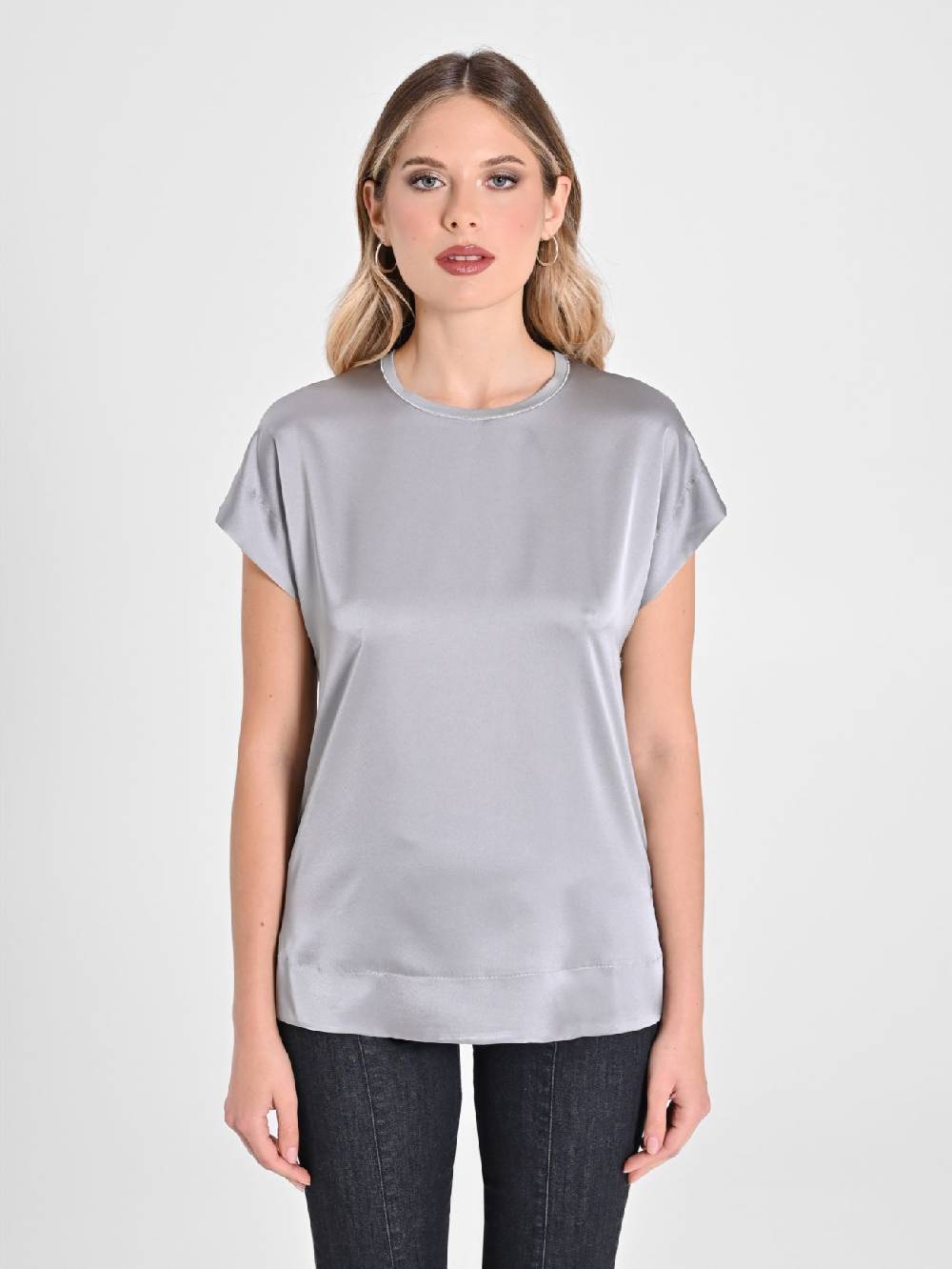 Rinascimento Blusa Envers Satin Grigia I Più Venduti
