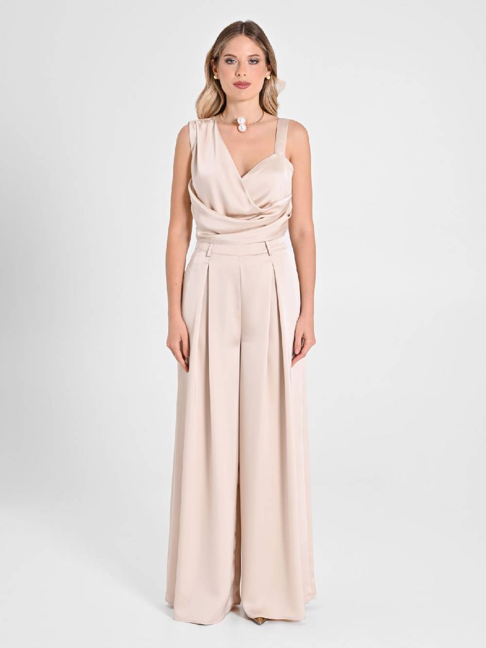 Rinascimento Top in Satin Beige In Saldo