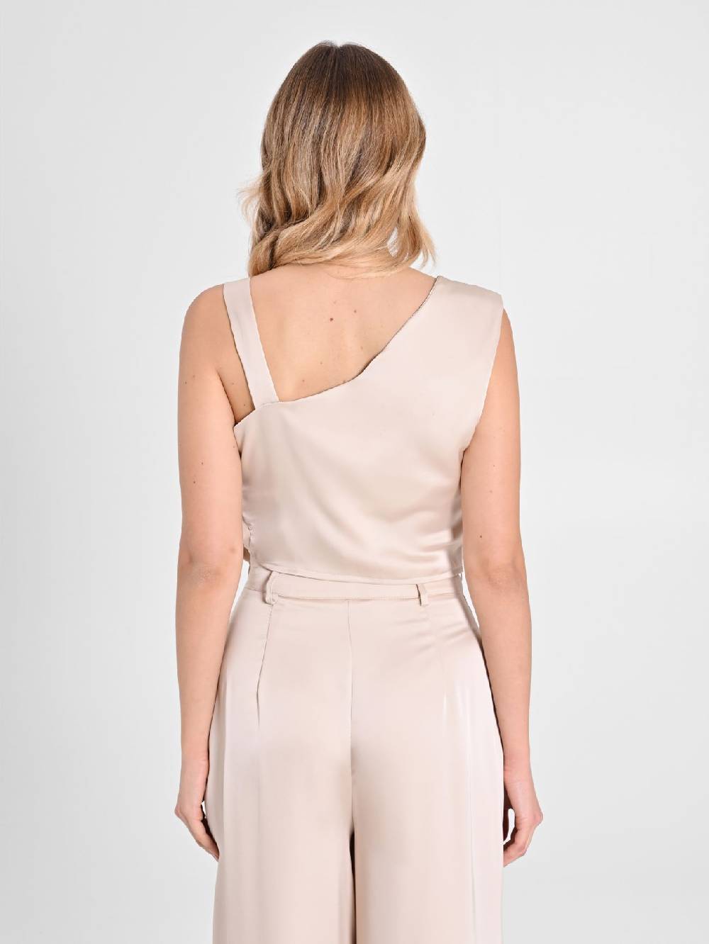 Rinascimento Top in Satin Beige In Saldo