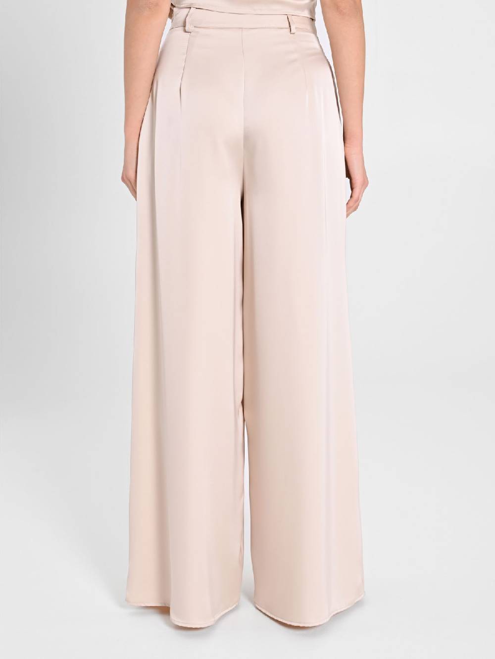 Rinascimento Pantaloni Palazzo in Satin Beige Nuova