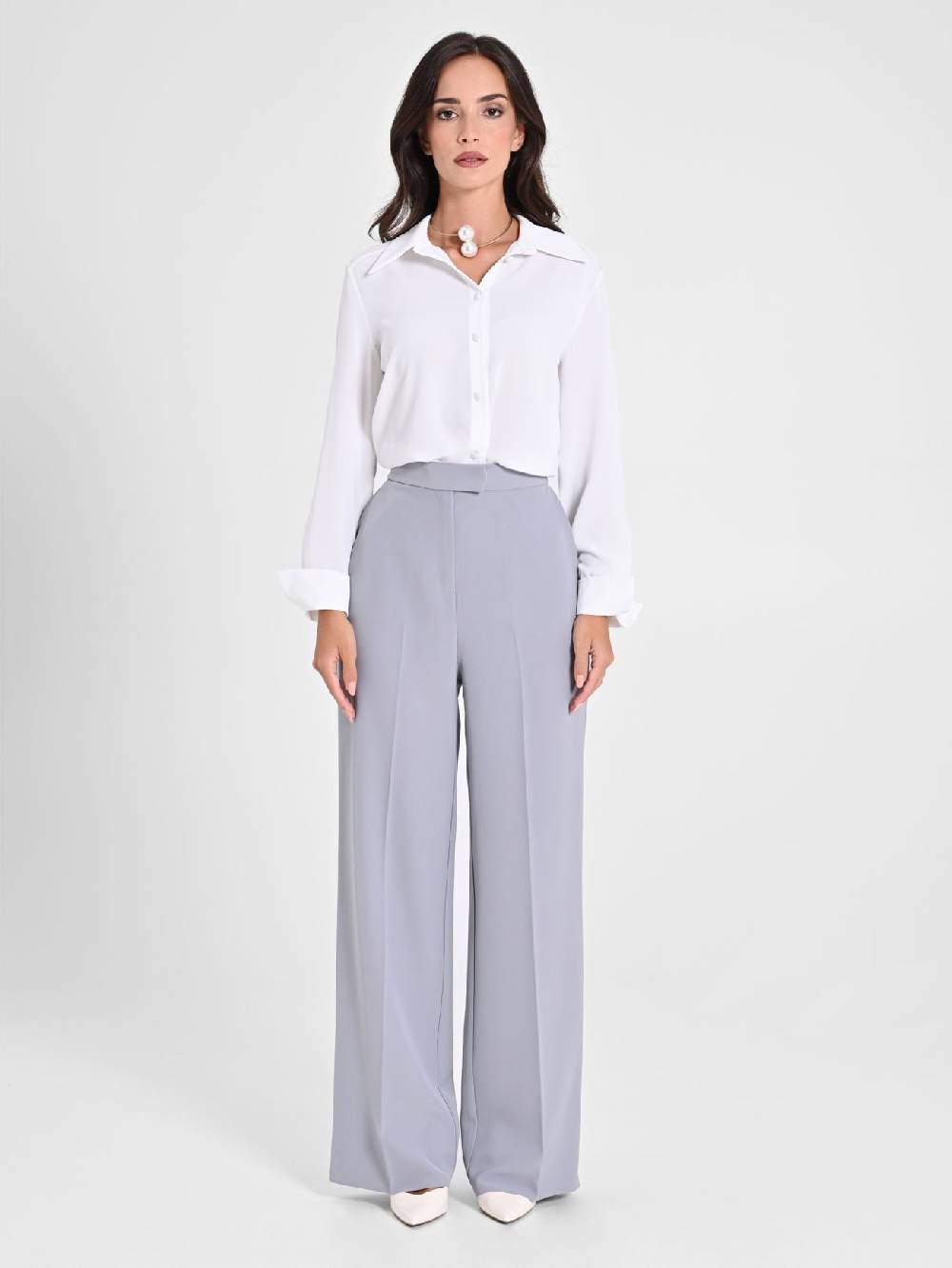 Rinascimento Pantalone Palazzo Grigio in Crepe Italy