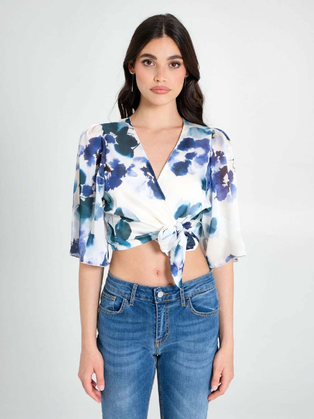 Rinascimento Blusa Incrociata Stampa Floreale Vendita