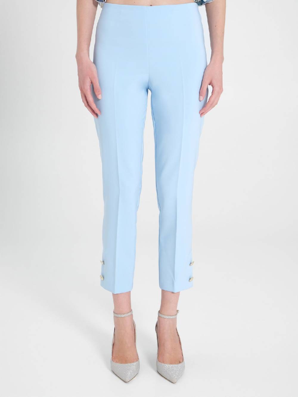 Rinascimento Pantaloni Slim in Tessuto Tecnico Azzurri Spedizione Gratuita