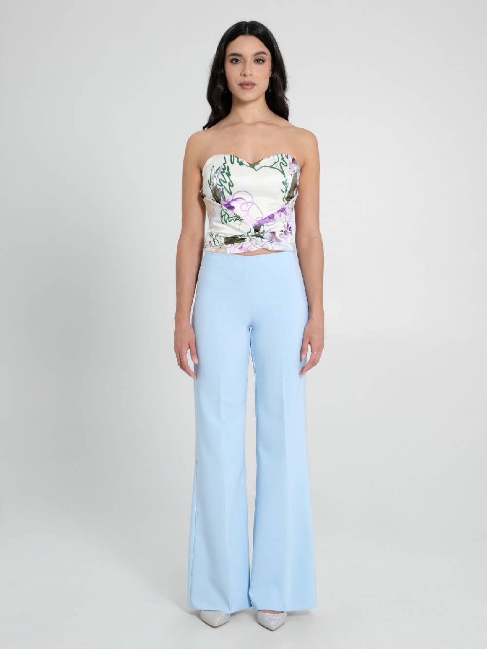 Rinascimento Pantaloni Palazzo in Tessuto Tecnico Azzurro Donna Soddisfazione Garantita
