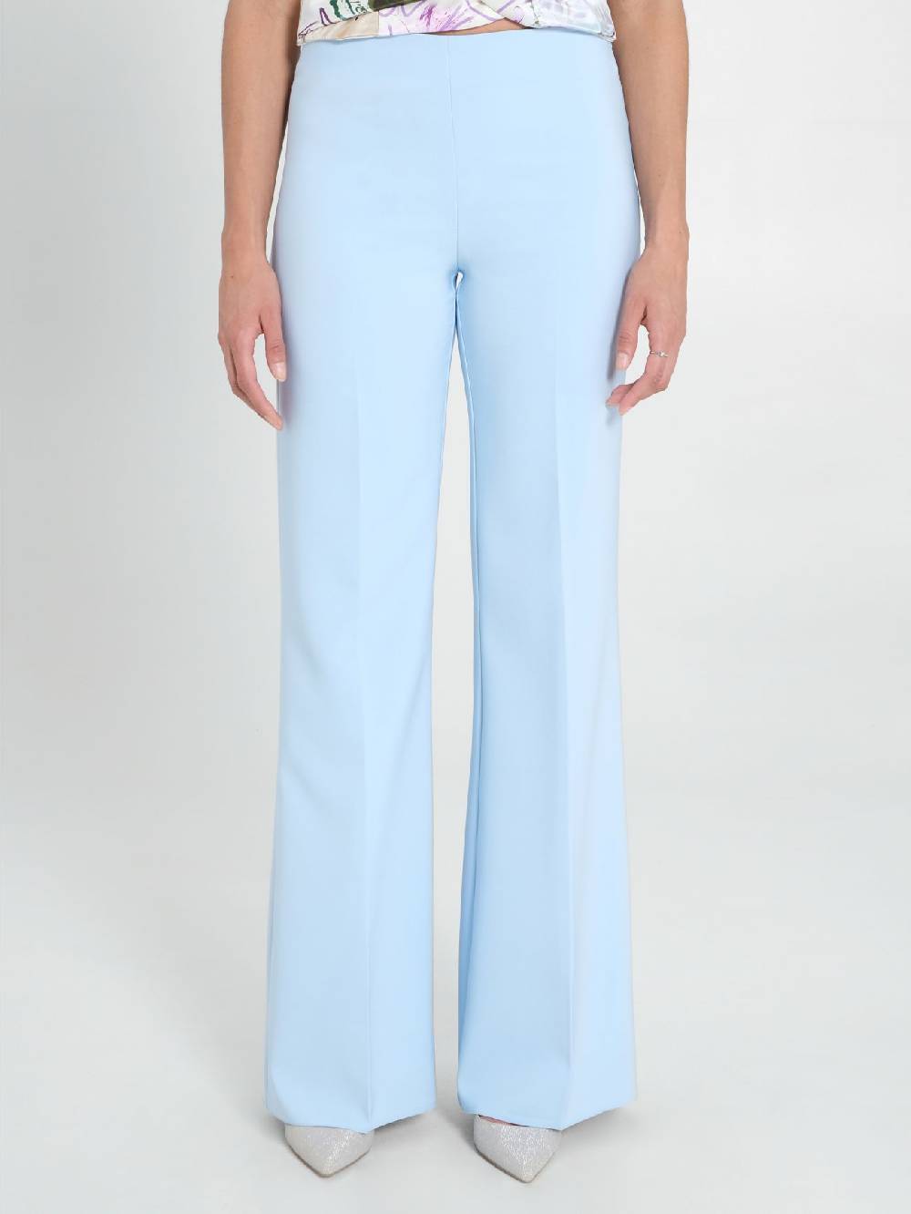Rinascimento Pantaloni Palazzo in Tessuto Tecnico Azzurro Donna Soddisfazione Garantita