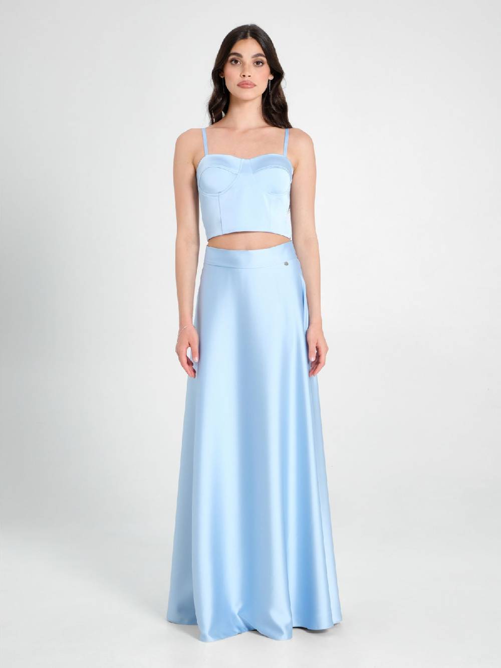 Rinascimento Top Bustier in Raso Strutturato Azzurro Acquista Ora